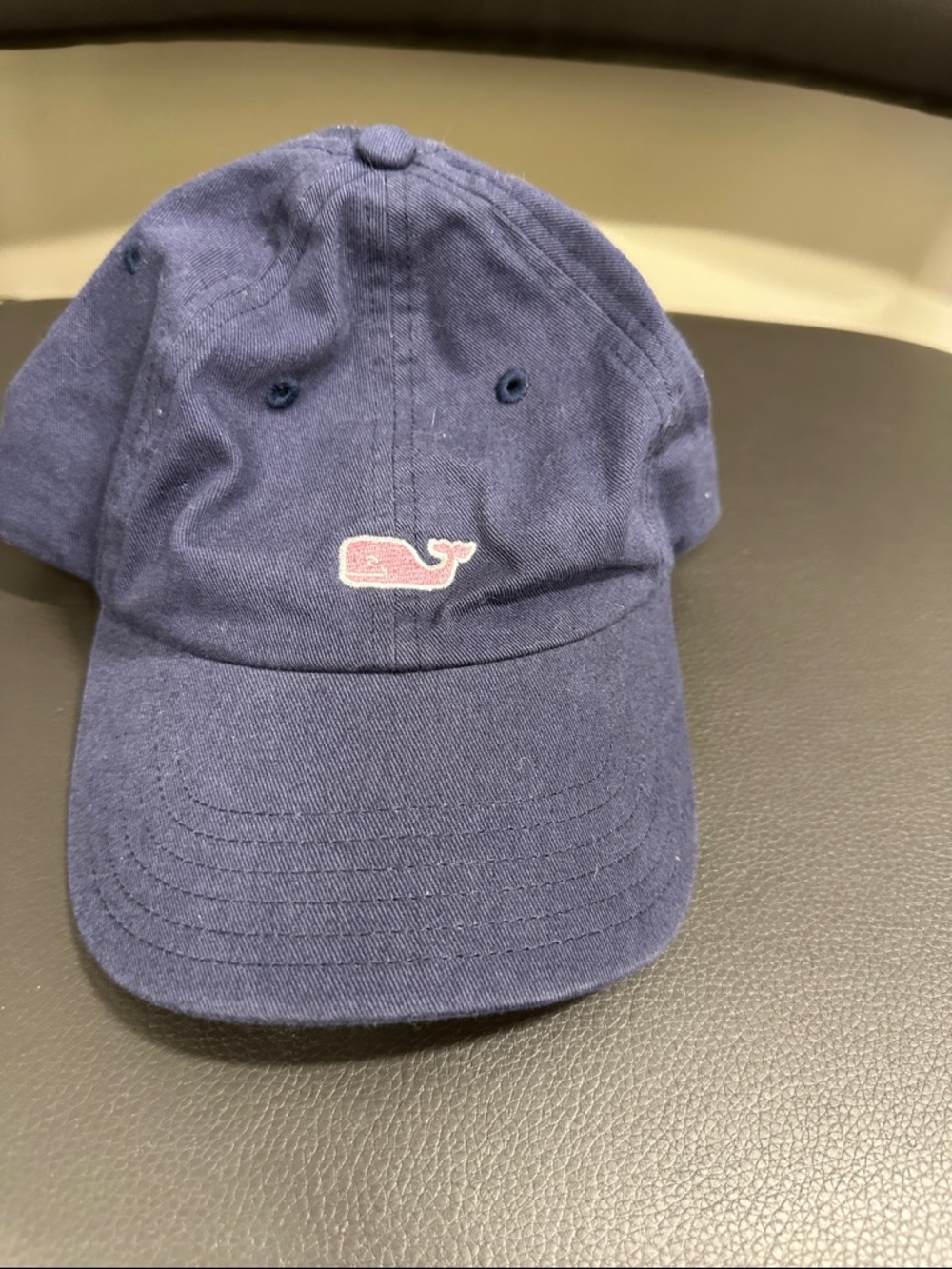 Vineyard Vines Navy Cap with Pink Whale Logo